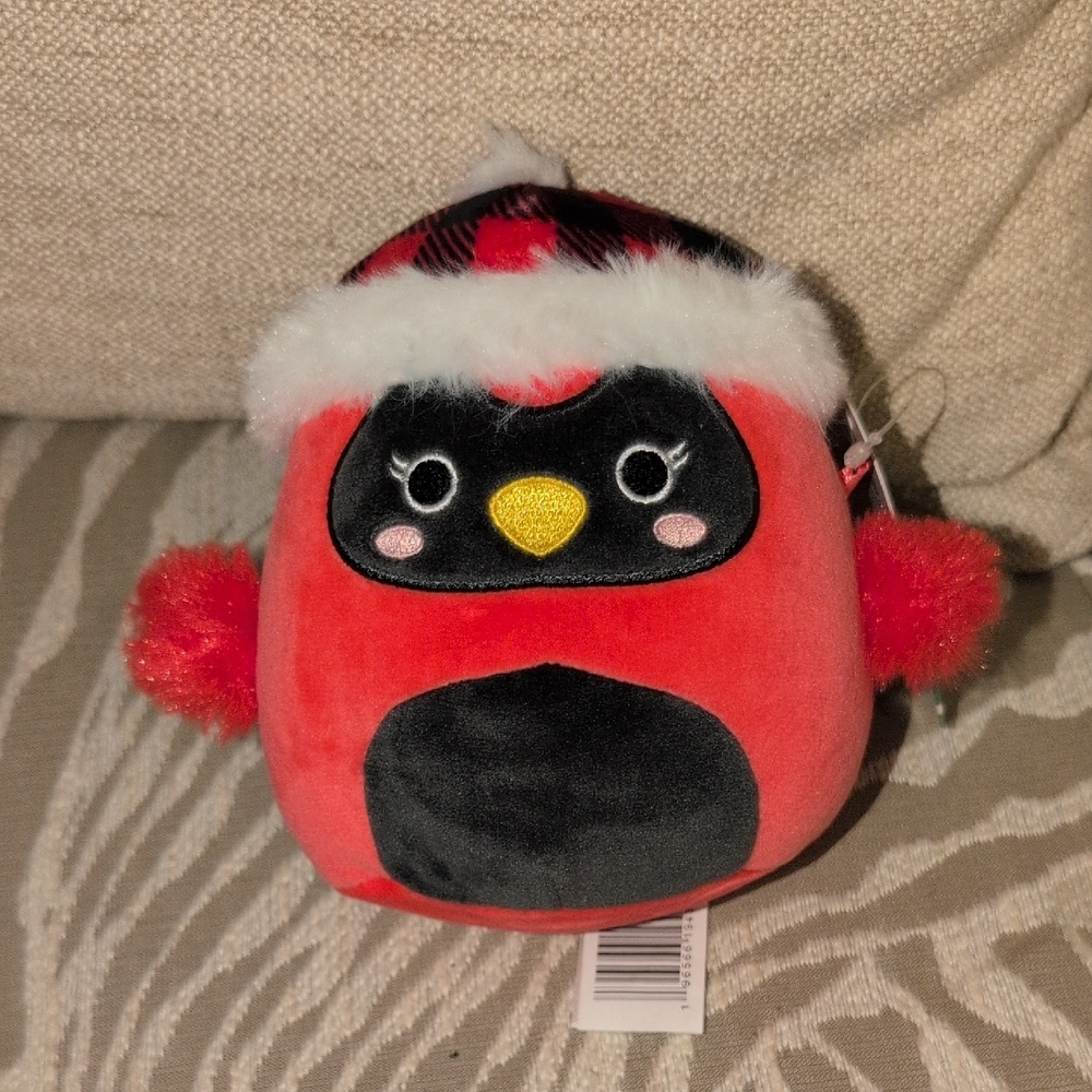 Squishmallows Festive Red and Black Bird Plush - Cazlan - New With Tags